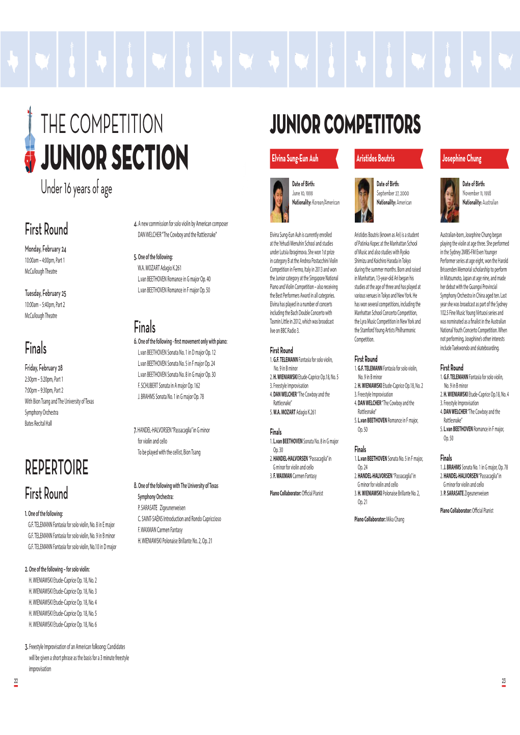 JUNIOR SECTION Elvina Sung-Eun Auh Aristides Boutris Josephine Chung