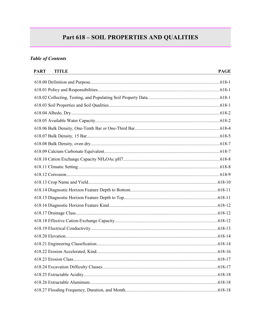 Table of Contents Part 618 Soil Properties and Qualities