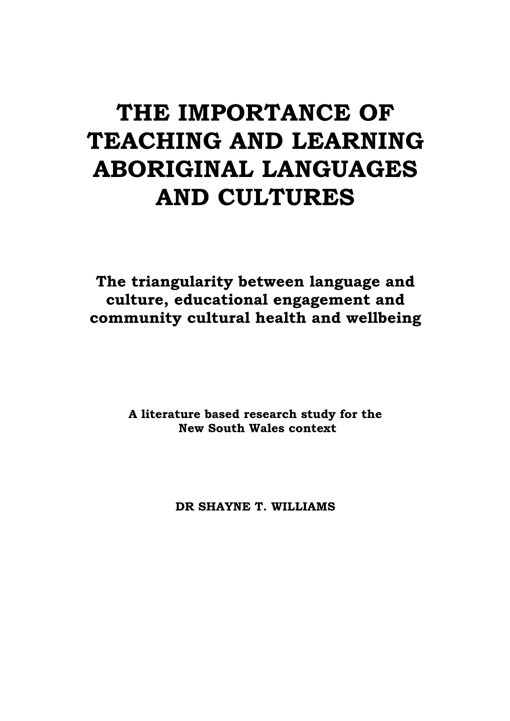 The … Value of Learning Aboriginal Languages