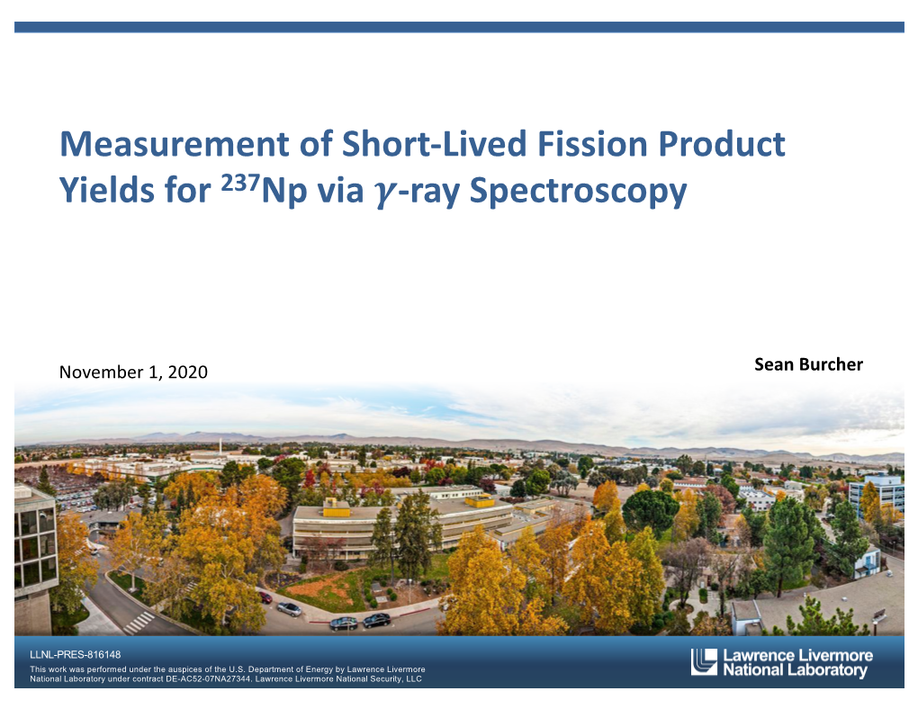 Measurement of Short-Lived Fission Product Yields for 237Np Via �-Ray Spectroscopy