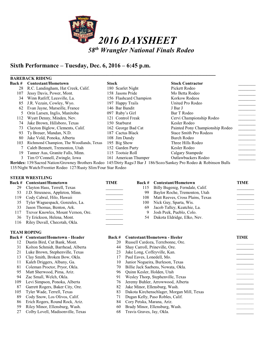 2008 Daysheet