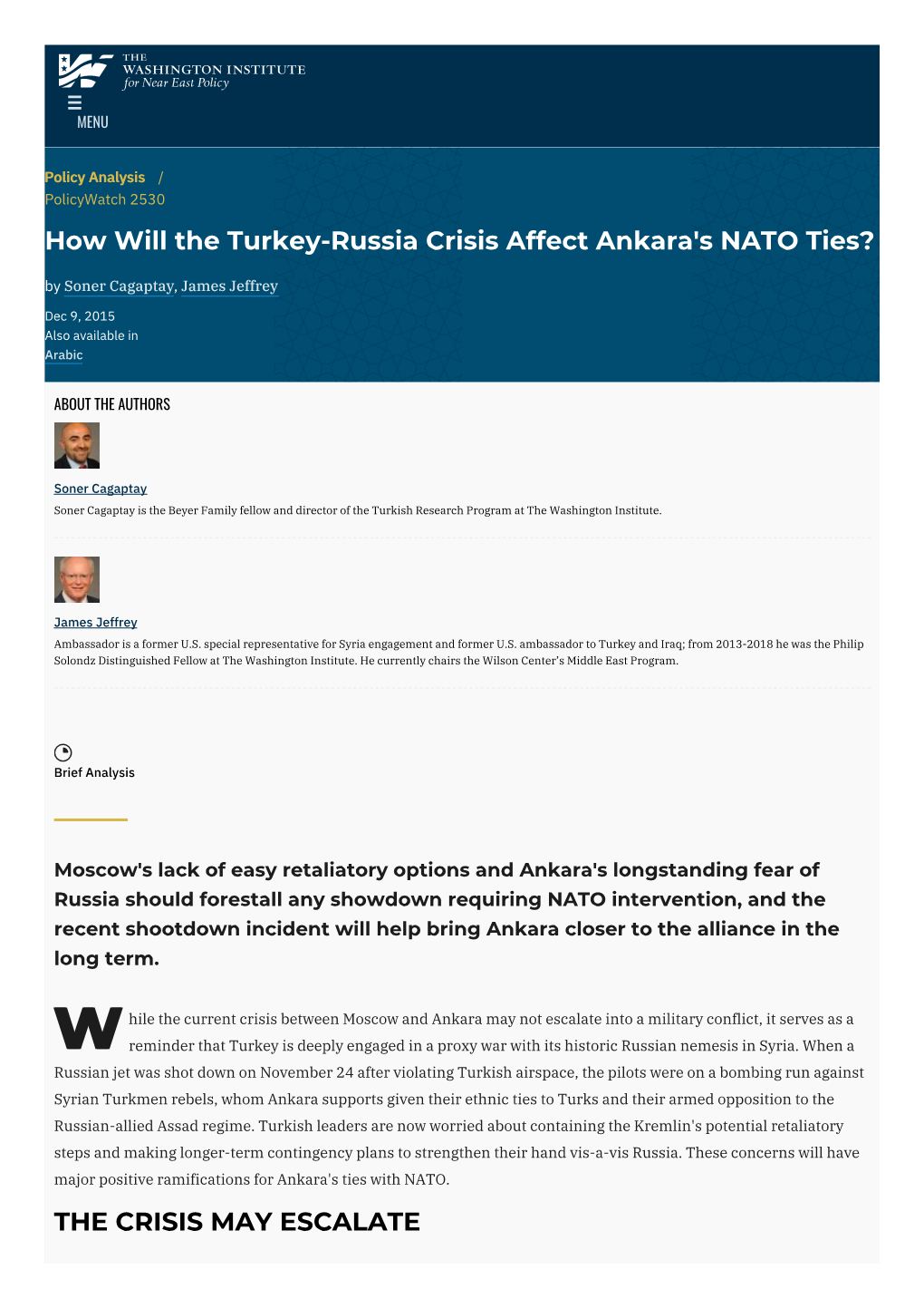 How Will the Turkey-Russia Crisis Affect Ankara's NATO Ties? | The