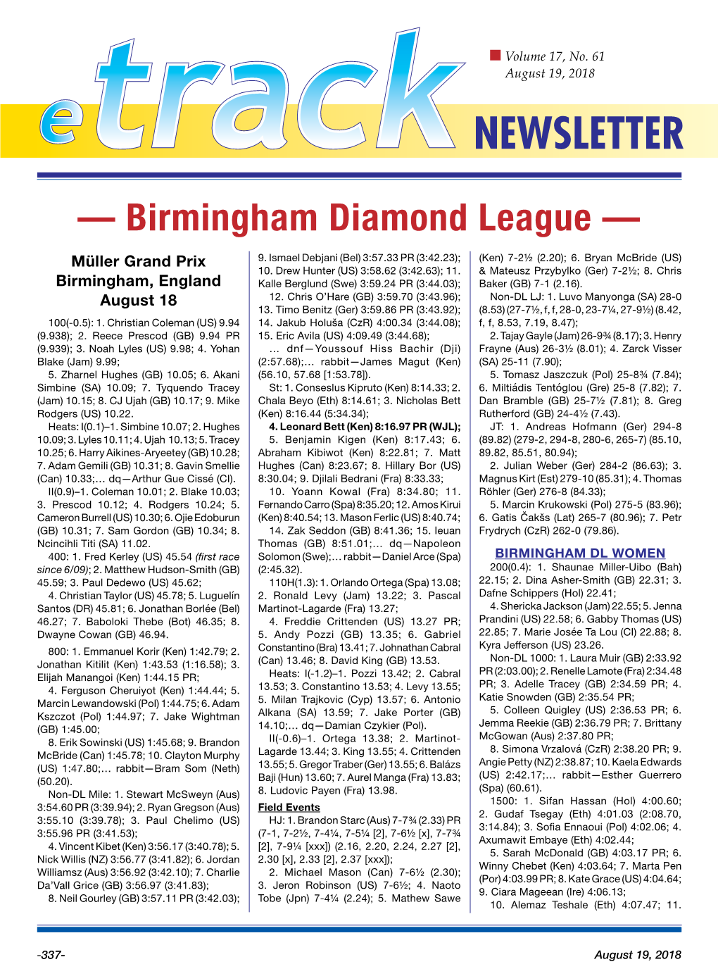 — Birmingham Diamond League —