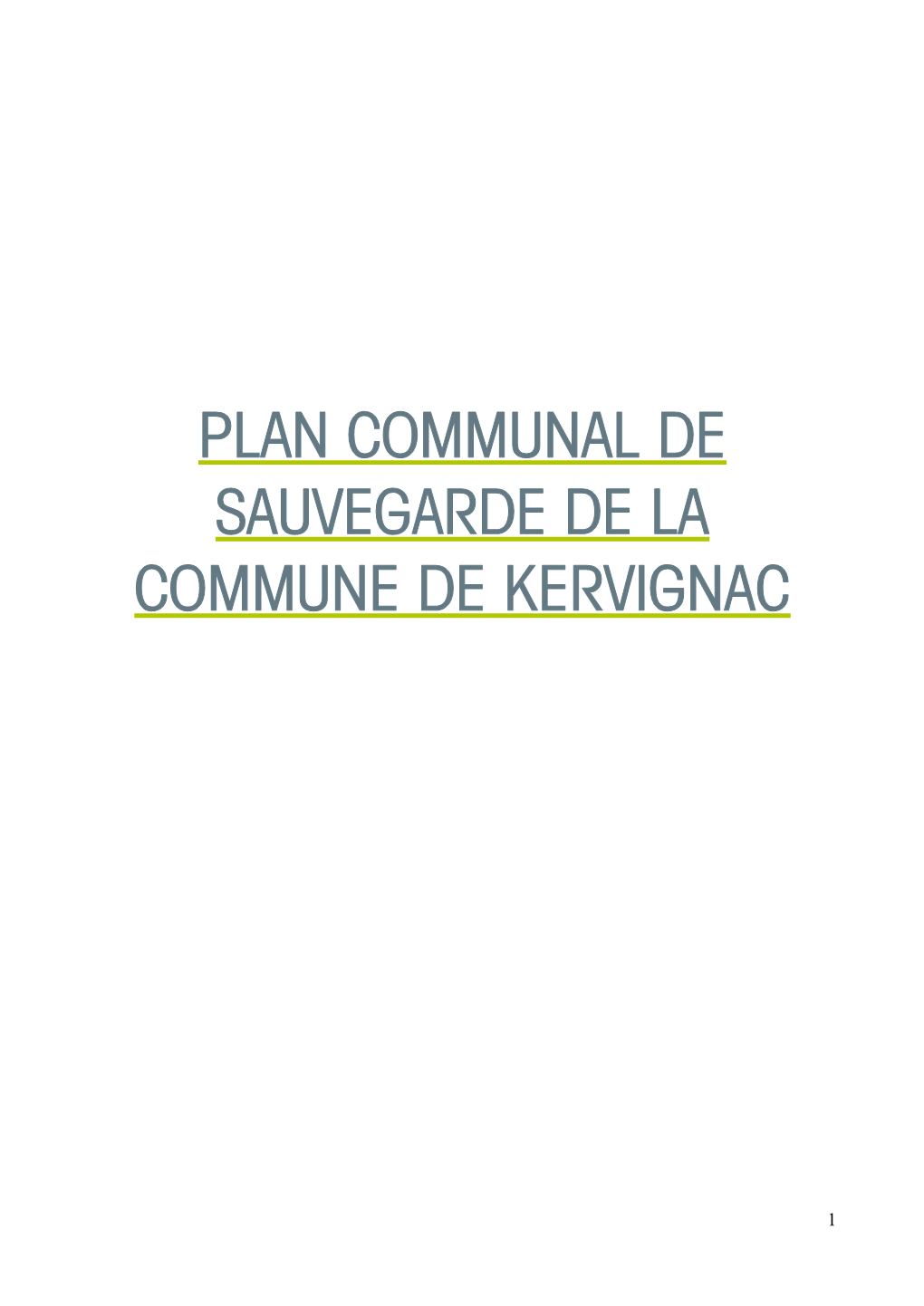 Plan Communal De Sauvegarde De La Commune De Kervignac