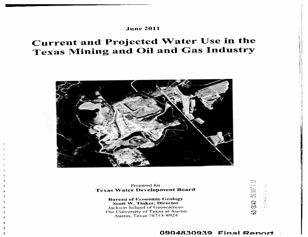 Current and Projected Water Use in the Texas Mining & Oil & Gas Industry