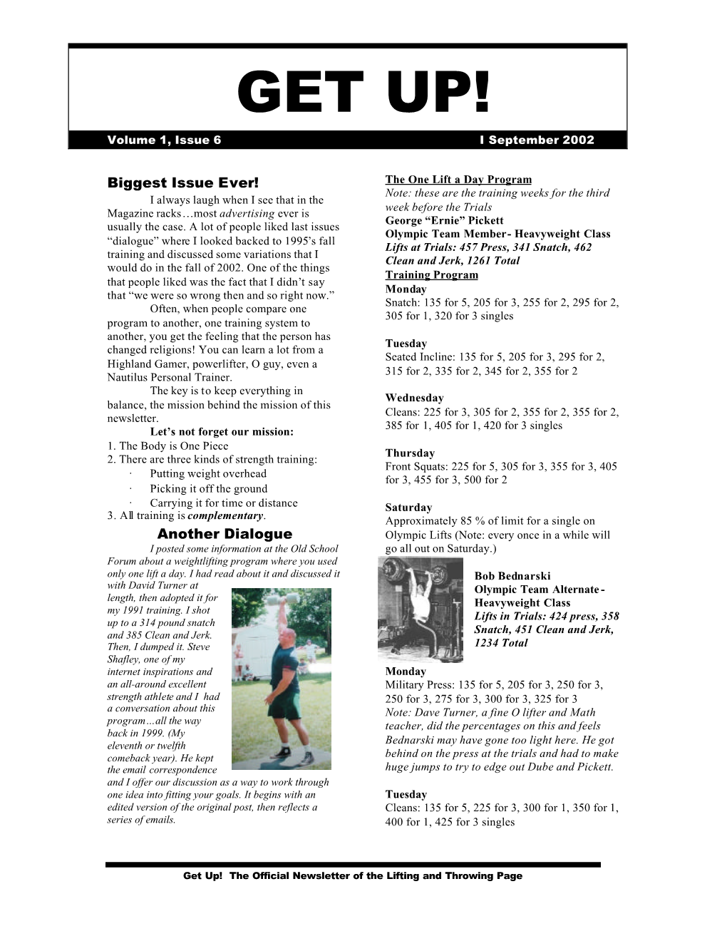 GET UP! Volume 1, Issue 6 I September 2002