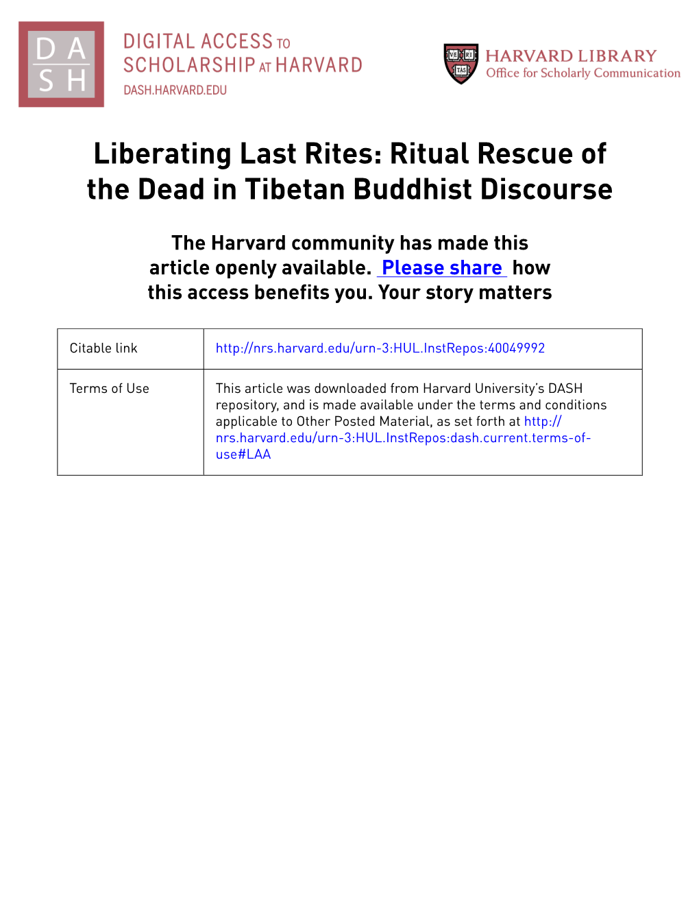 Ritual Rescue of the Dead in Tibetan Buddhist Discourse