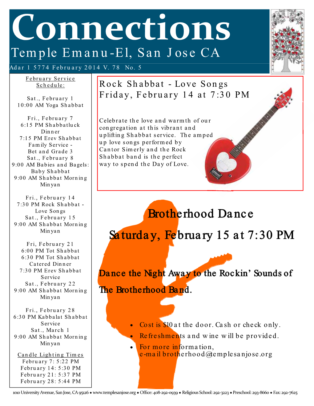 Temple Emanu-El, San Jose CA Adar 1 5774 February 2014 V