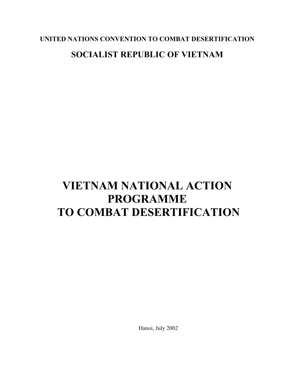 Vietnam National Action Programme to Combat Desertification