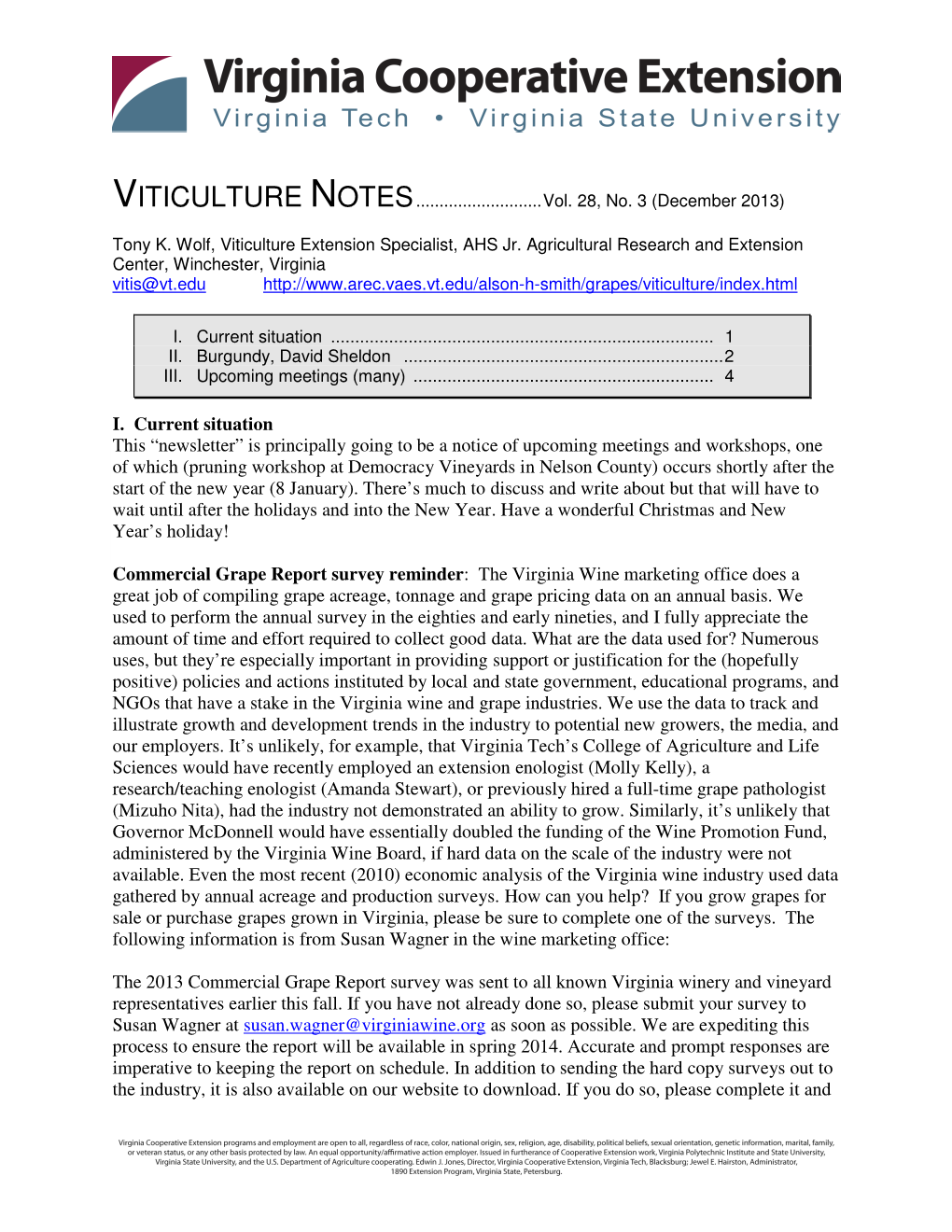 VITICULTURE NOTES...Vol. 28, No. 3 (December 2013)