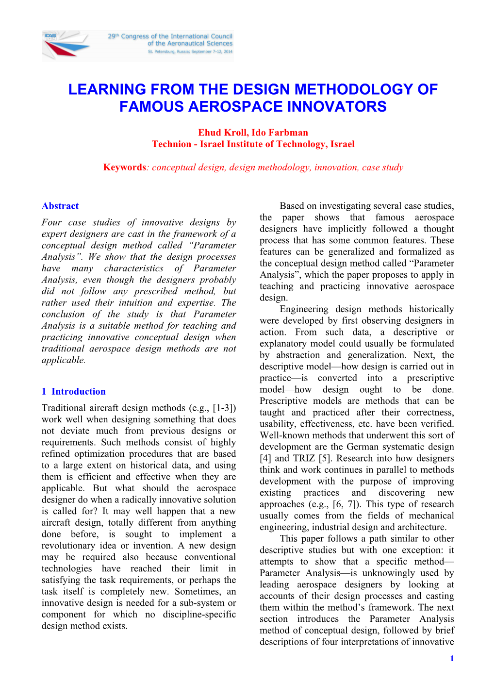 Learning from the Design Methodology of Famous Aerospace Innovators
