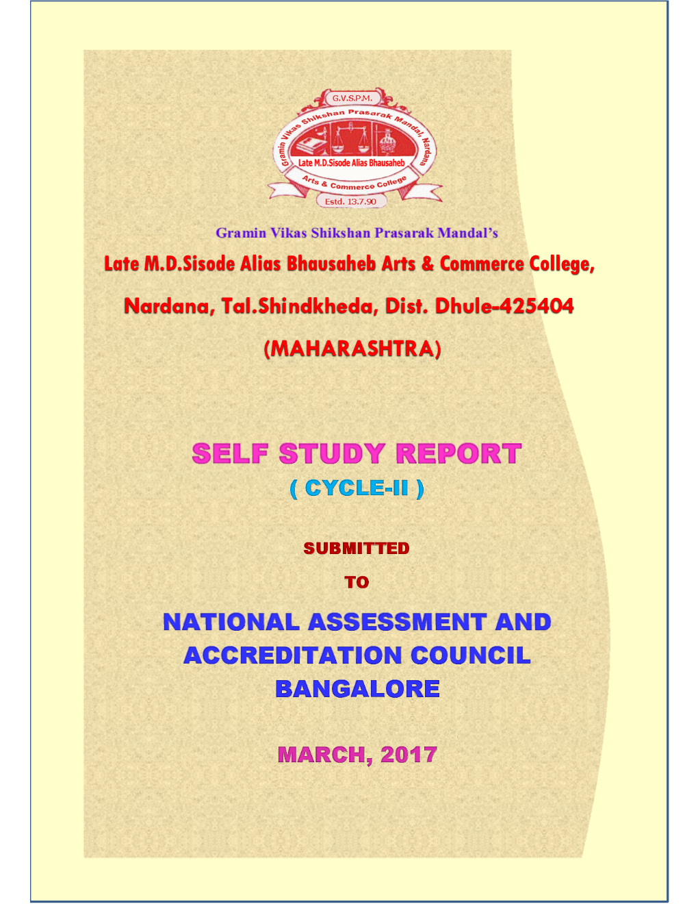 Self Study Report ( Cycle-Ii )