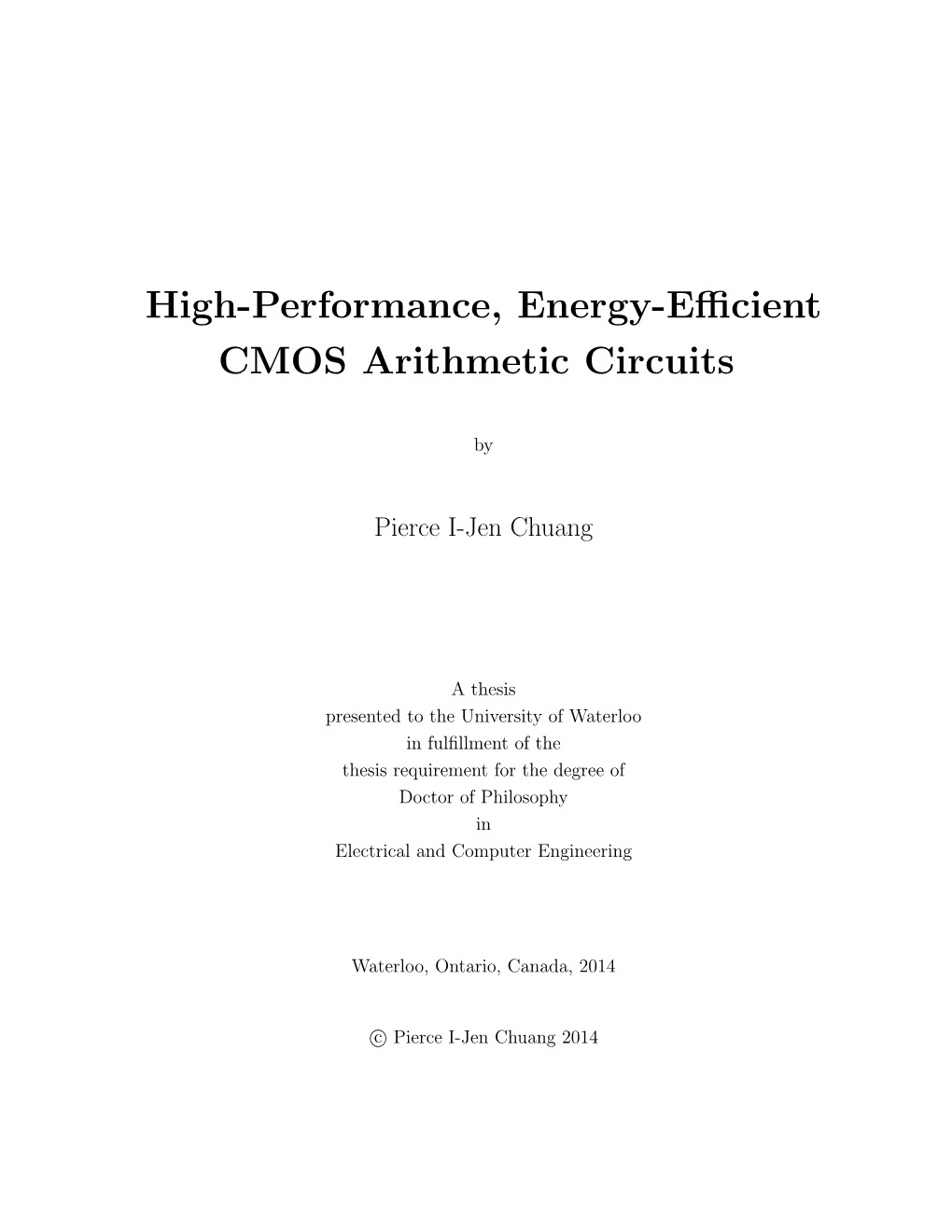 High-Performance, Energy-Efficient CMOS Arithmetic Circuits