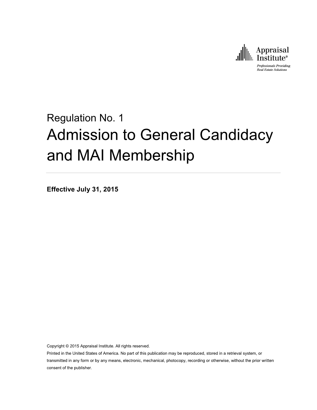 Admission to General Candidacy and MAI Membership