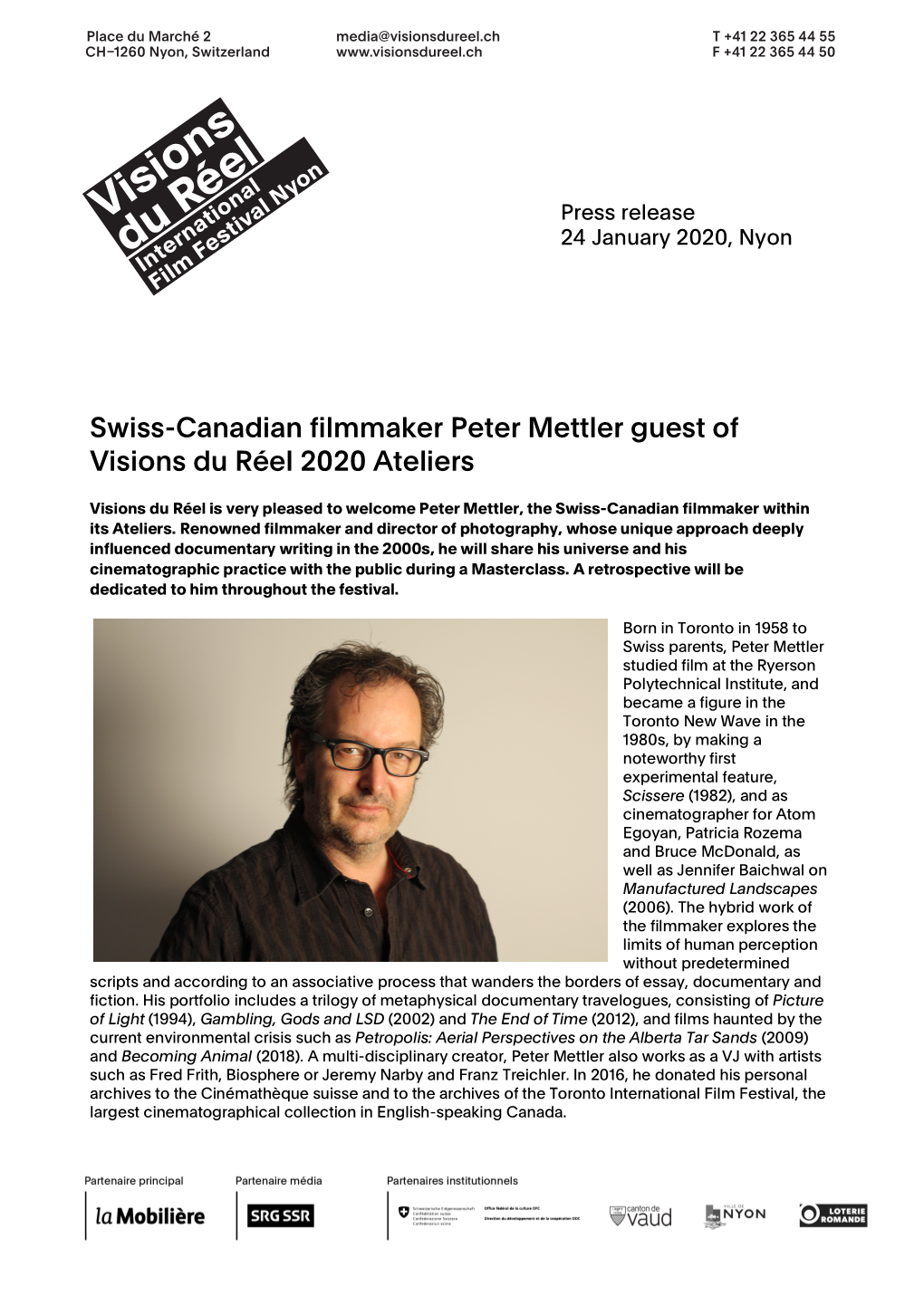 Swiss-Canadian Filmmaker Peter Mettler Guest of Visions Du Réel 2020 Ateliers