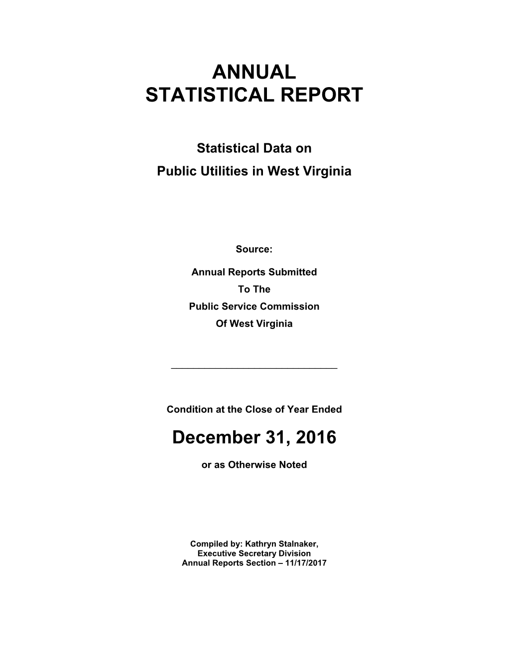 Annual Statistical Report for 2016