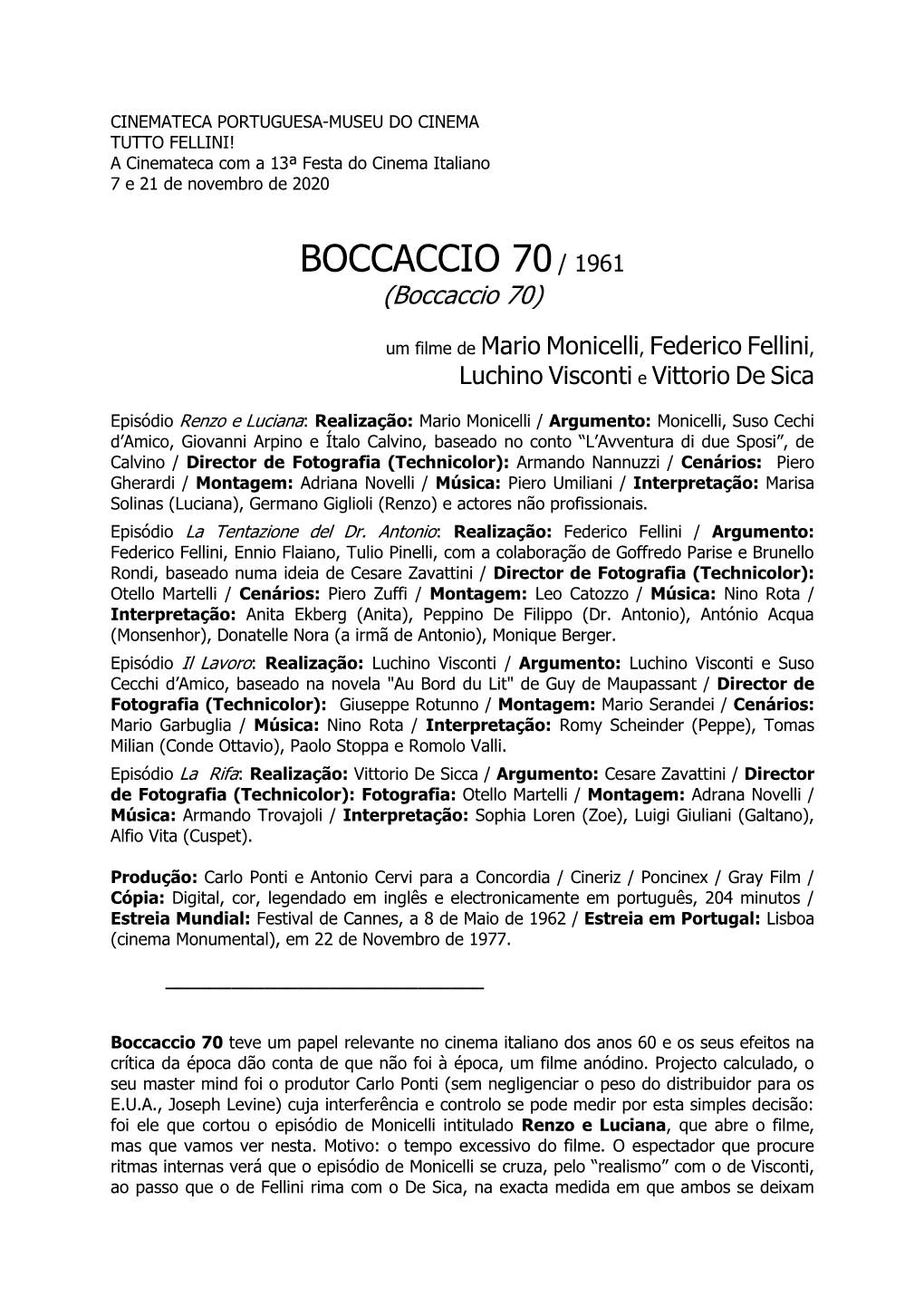 BOCCACCIO 70 / 1961 (Boccaccio 70)
