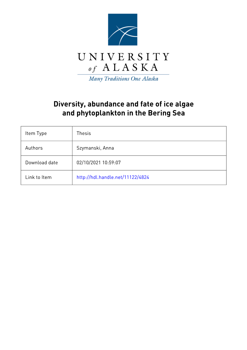 Abundance of Ice Algae and Phytoplankton