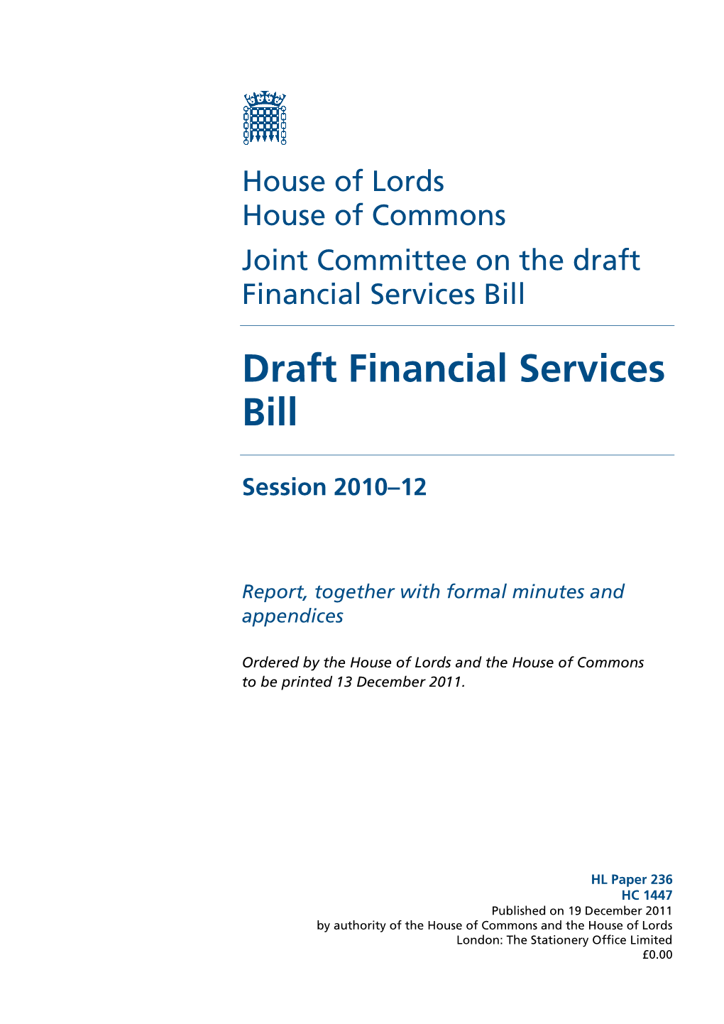 Joint Committee on the Draft Financial Services Bill