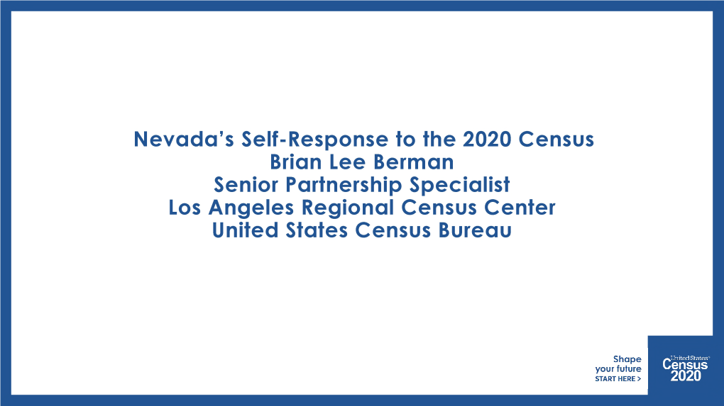 Nevada's Self-Response to the 2020 Census