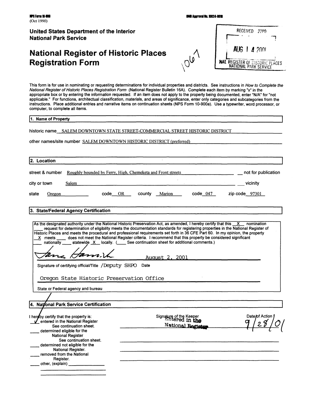 National Register of Historic Places Registration Form Flus