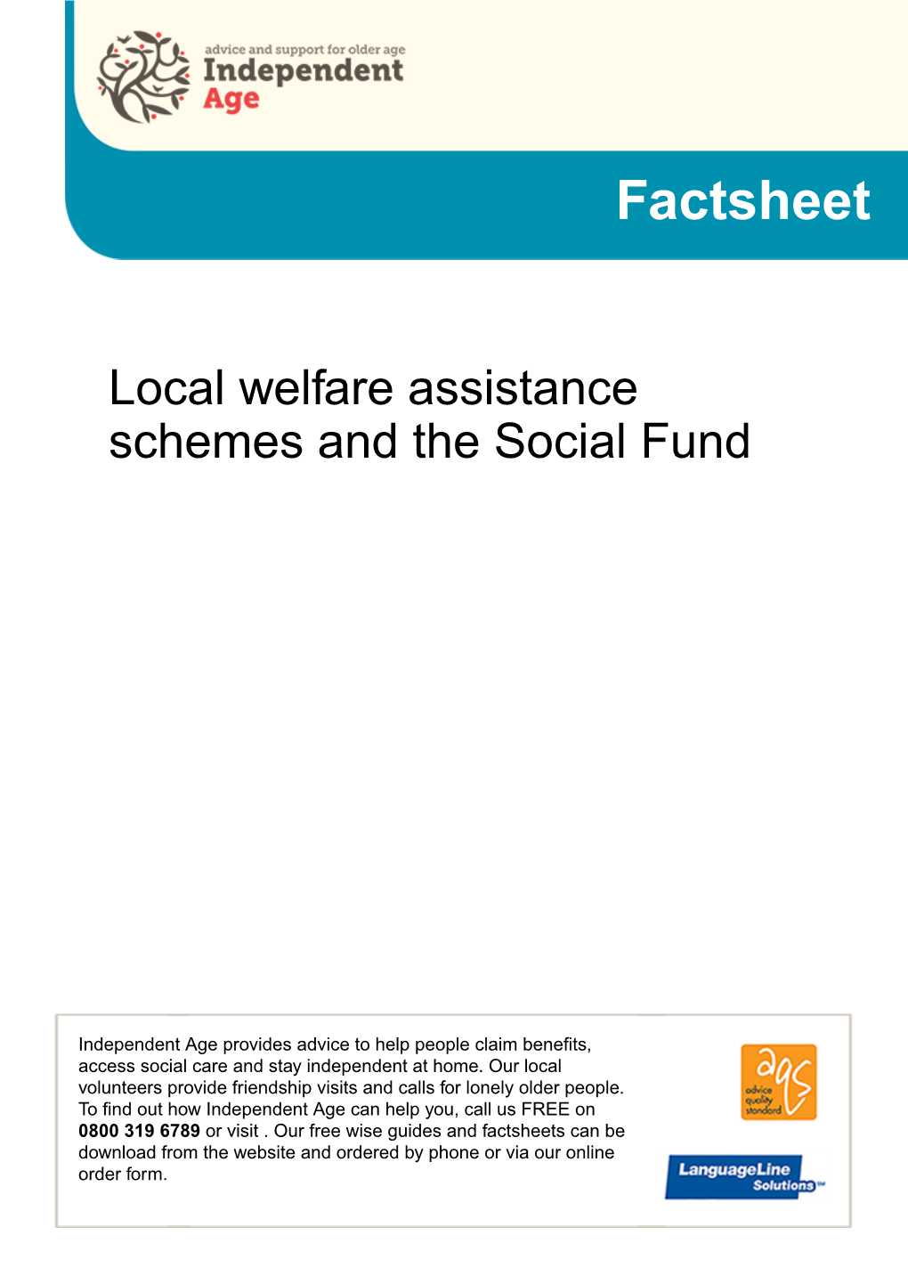 Local Welfare Assistance Schemes and the Social Fund