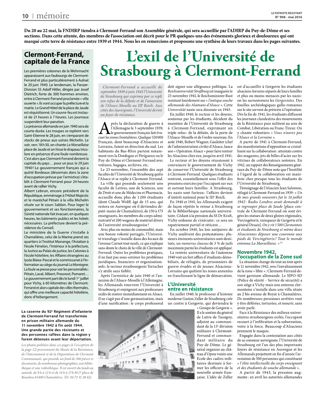 L'exil De L'université De Strasbourg À Clermont-Ferrand