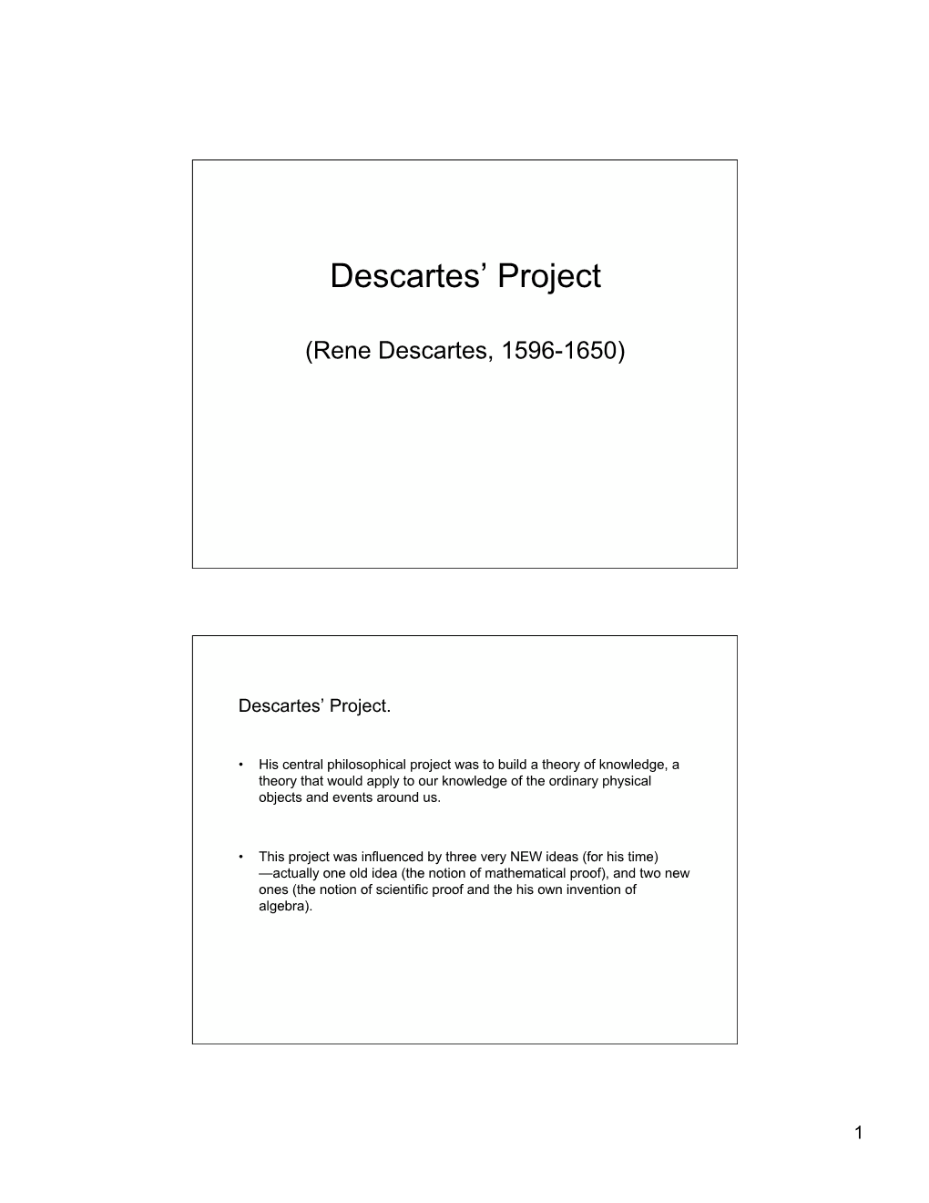 Descartes' Project