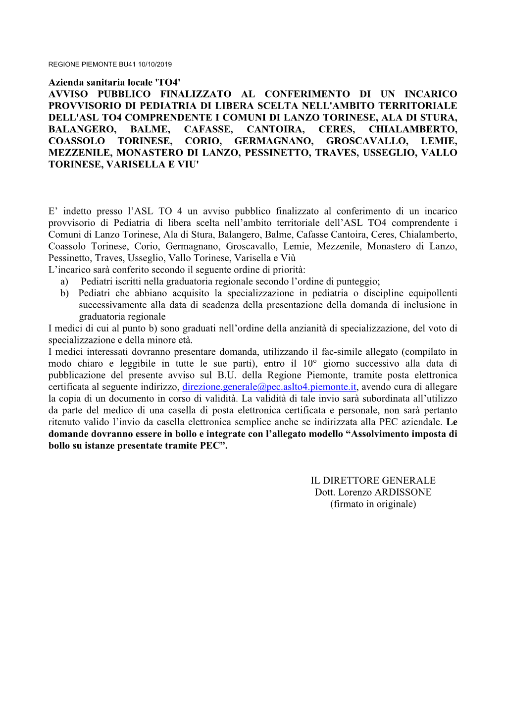 Co Azienda Sanitaria Locale To4 2019-10-02 69966 Pdf