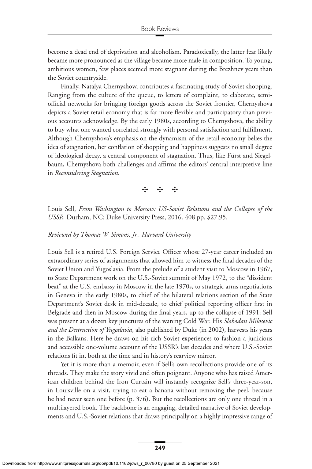 From Washington to Moscow: US-Soviet Relations and the Collapse of the USSR