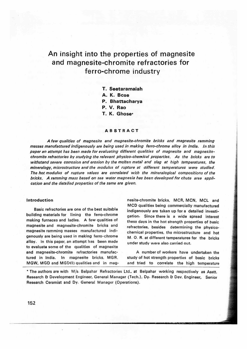 An Insight Into the Properties of Magnesite and Magnesite-Chromite Refractories for Ferro-Chrome Industry