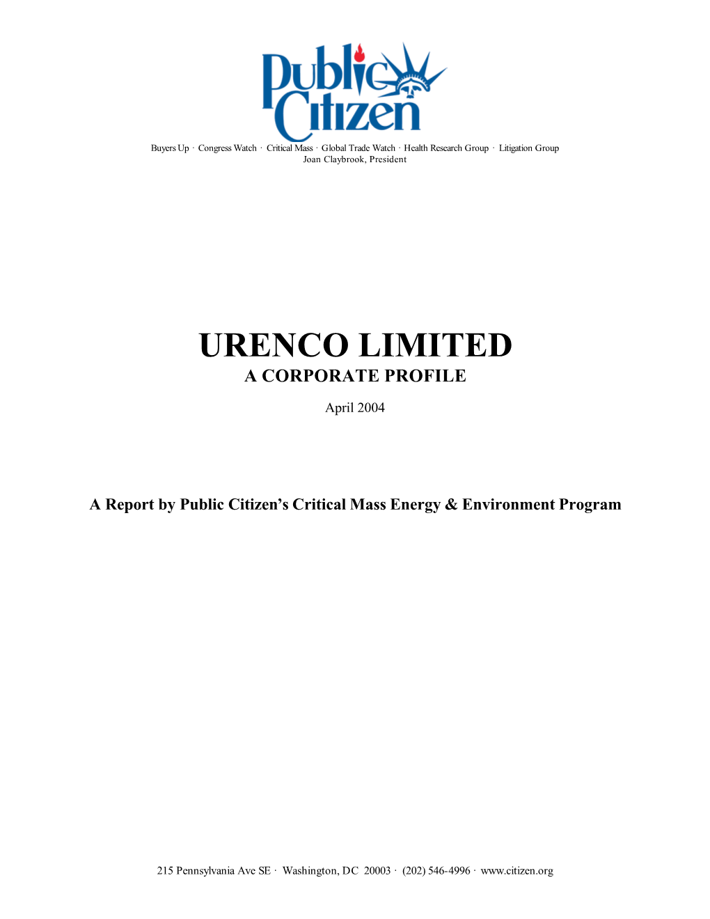 Urenco Limited a Corporate Profile