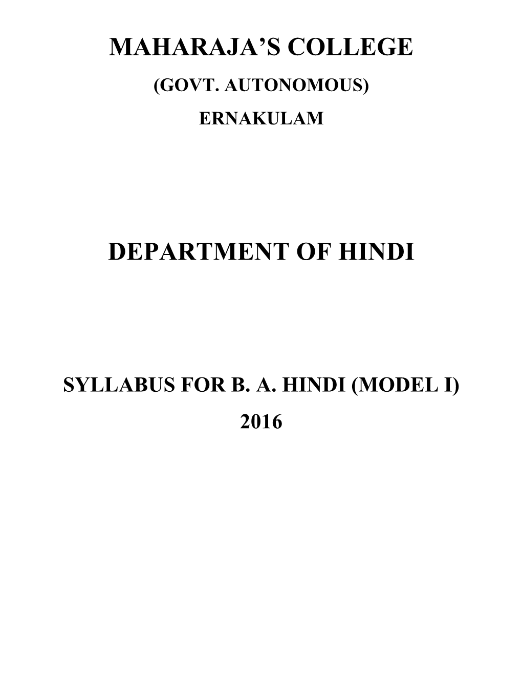 Department of Hindi