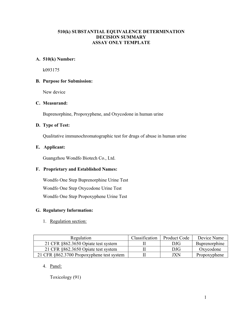 Decision Summary Assay Only Template