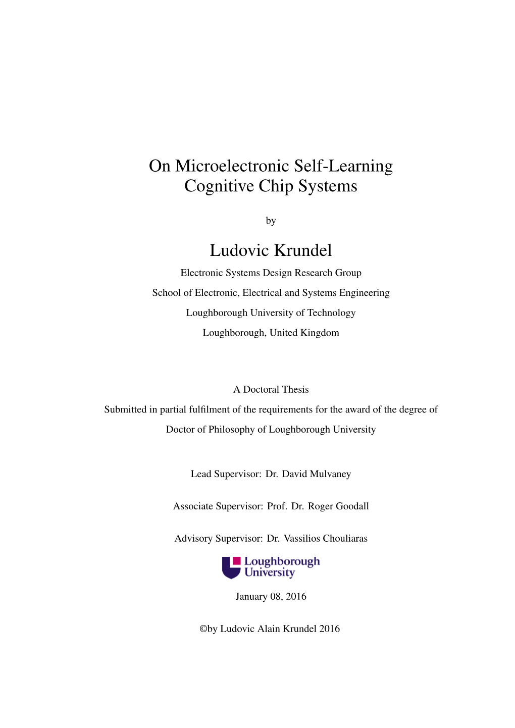 On Microelectronic Self-Learning Cognitive Chip Systems Ludovic