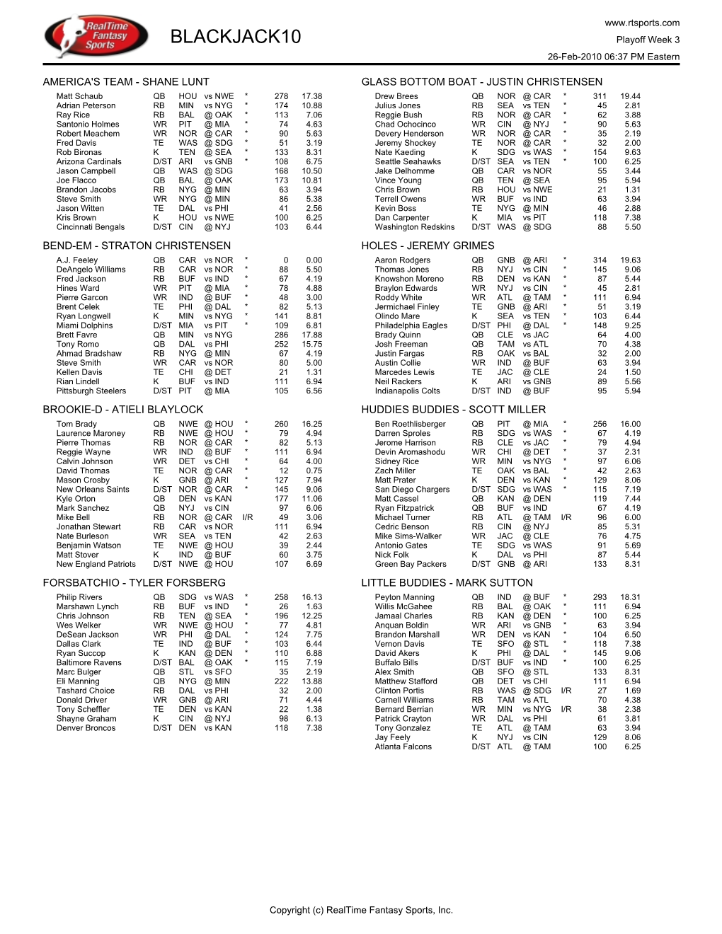 BLACKJACK10 Playoff Week 3 26-Feb-2010 06:37 PM Eastern