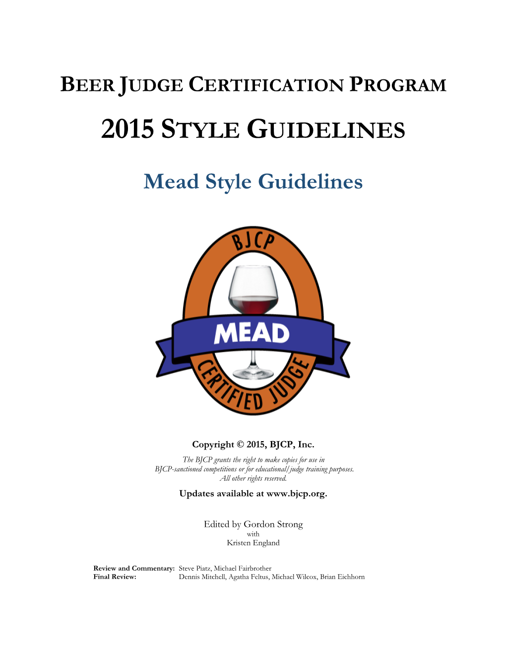 2015 BJCP Mead Style Guidelines