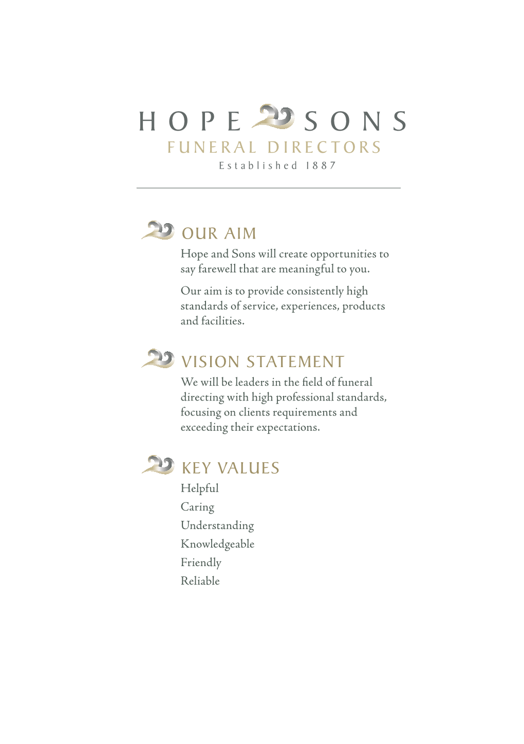 Our Aim Vision Statement Key Values