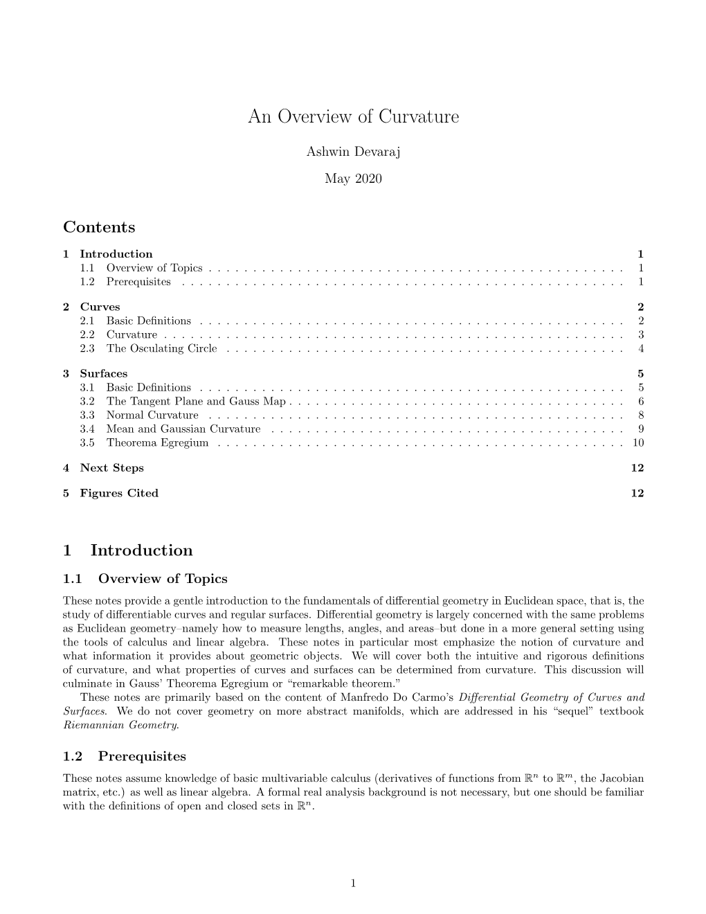 An Overview of Curvature