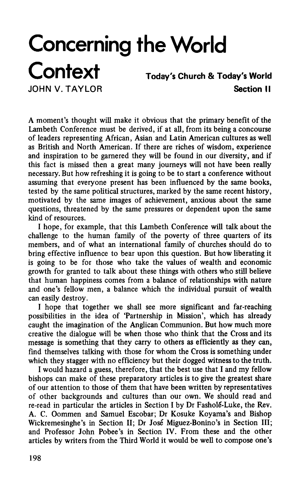 Concerning the World Context Personal Anthology of Statements That Startled on First Reading Like a Voice from Another World