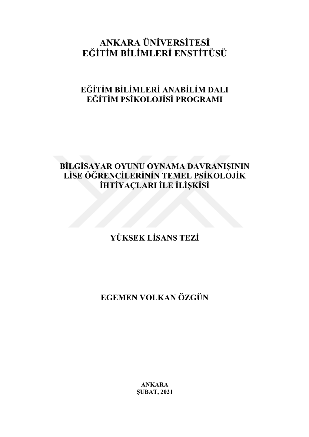 Ankara Üniversitesi Eğitim Bilimleri Enstitüsü Müdürlüğüne