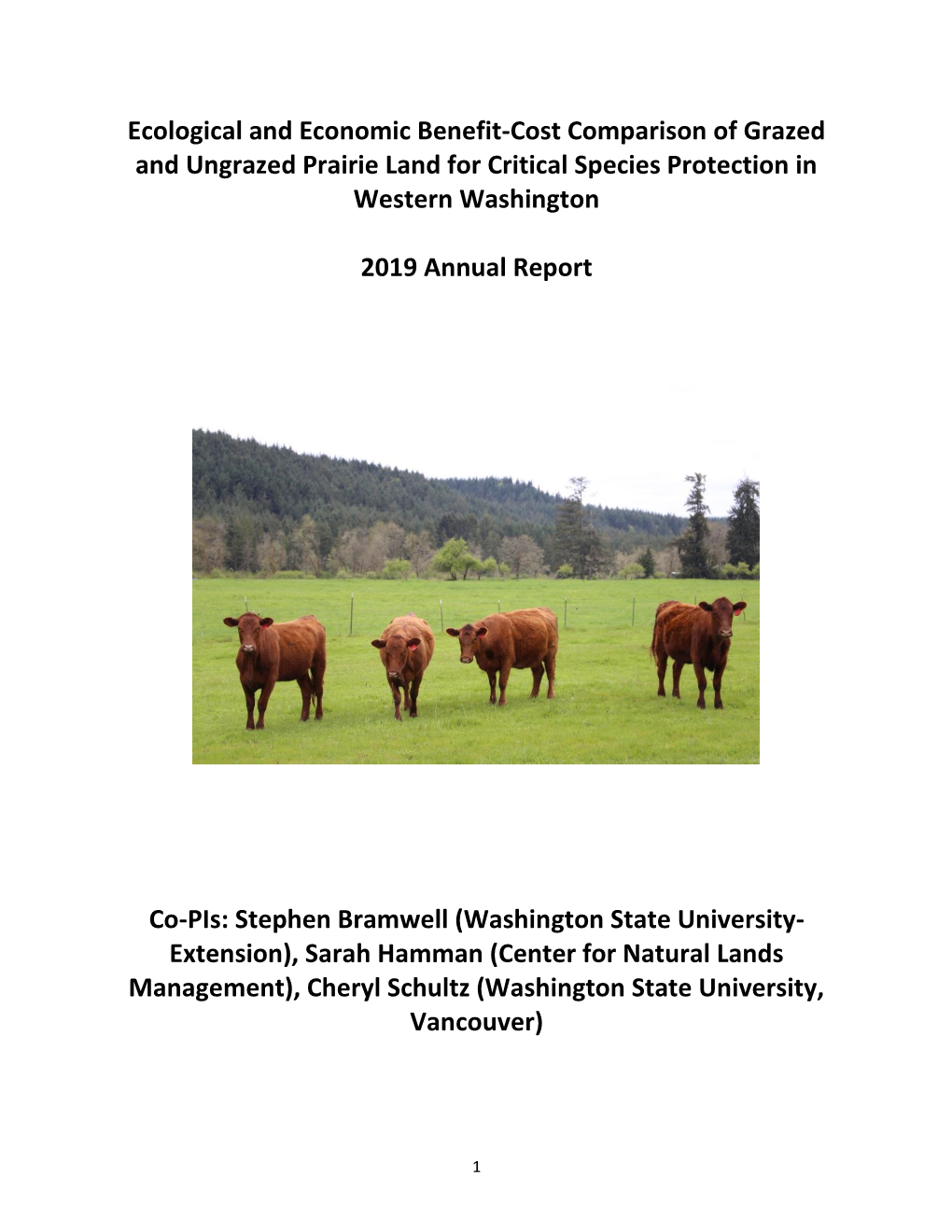 Ecological and Economic Benefit-Cost Comparison of Grazed and Ungrazed Prairie Land for Critical Species Protection in Western Washington