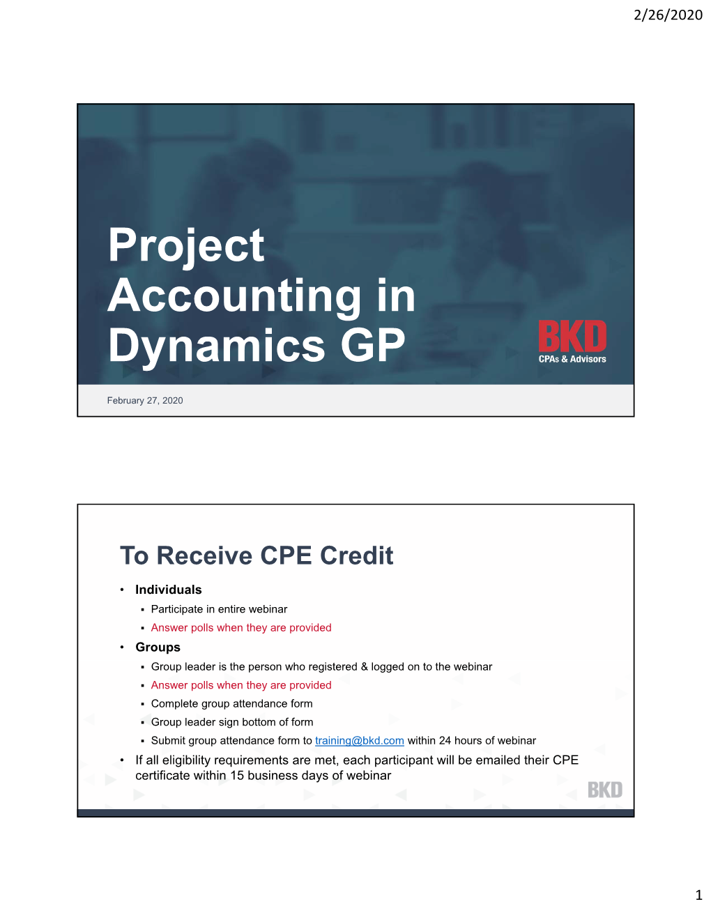 Project Accounting in Dynamics GP