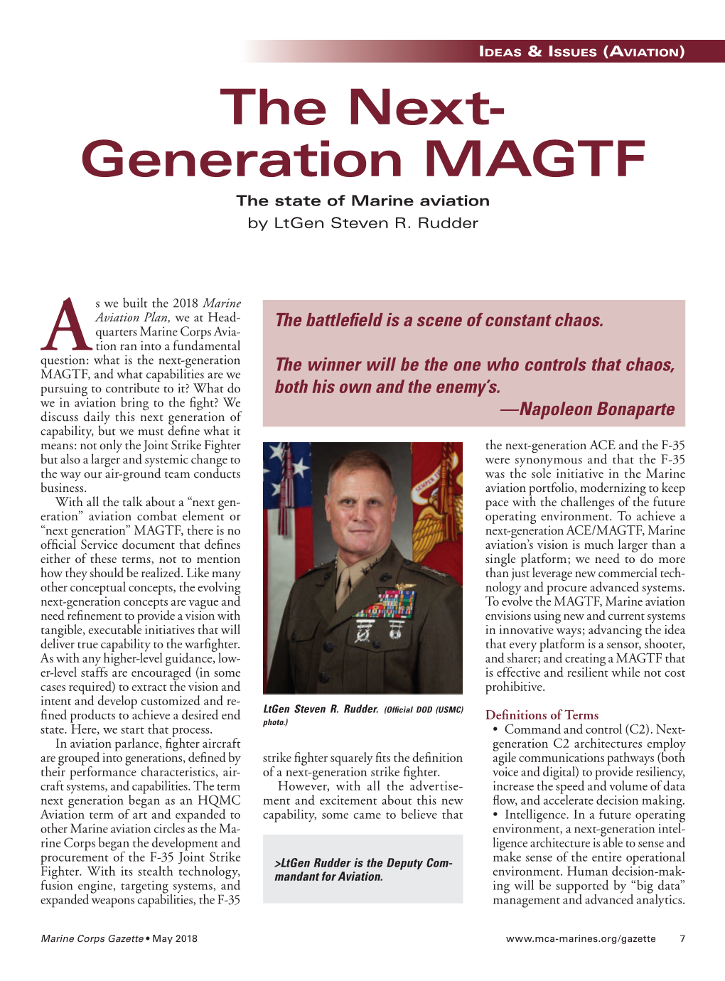 The Next- Generation MAGTF the State of Marine Aviation by Ltgen Steven R