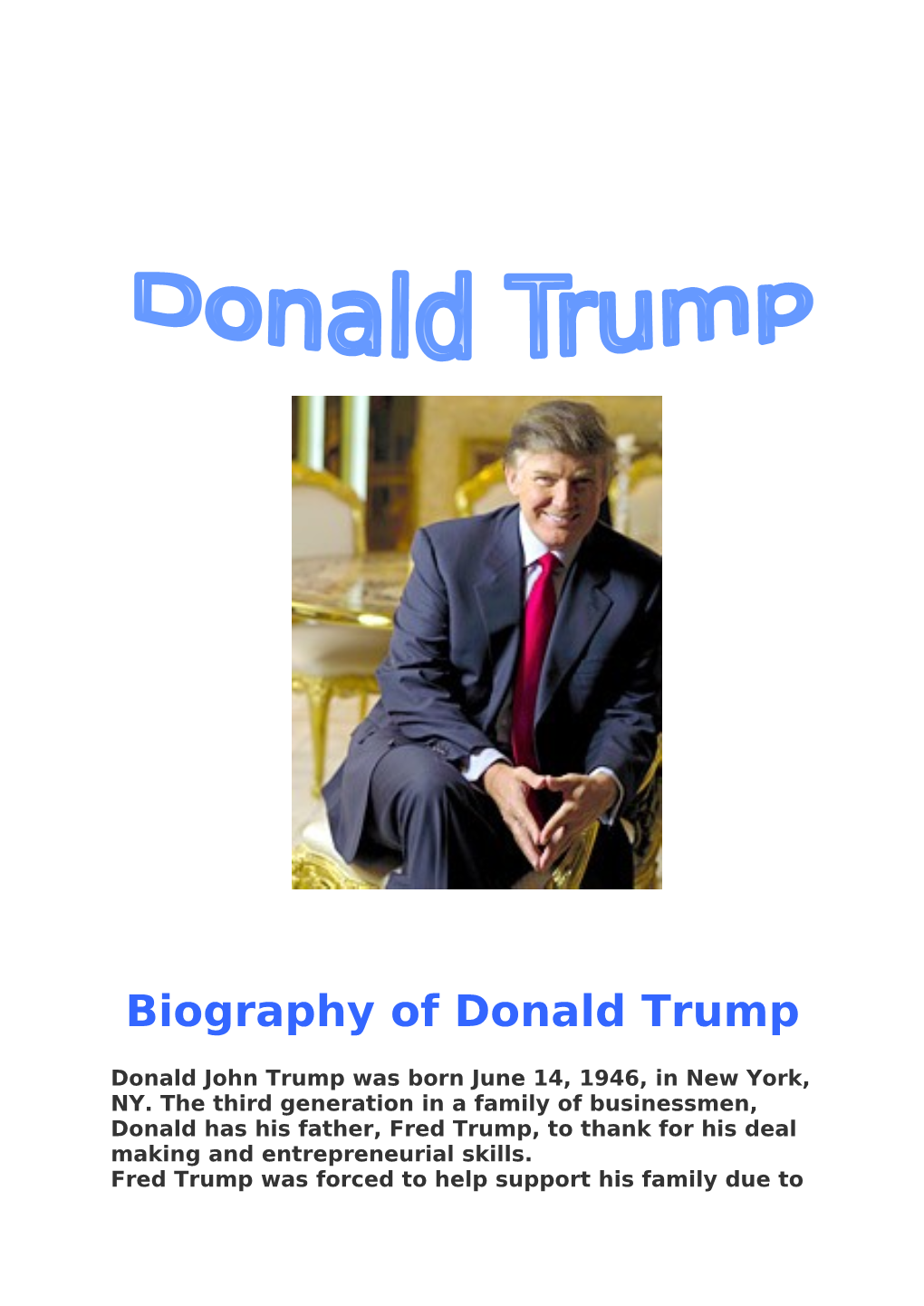 Biography of Donald Trump