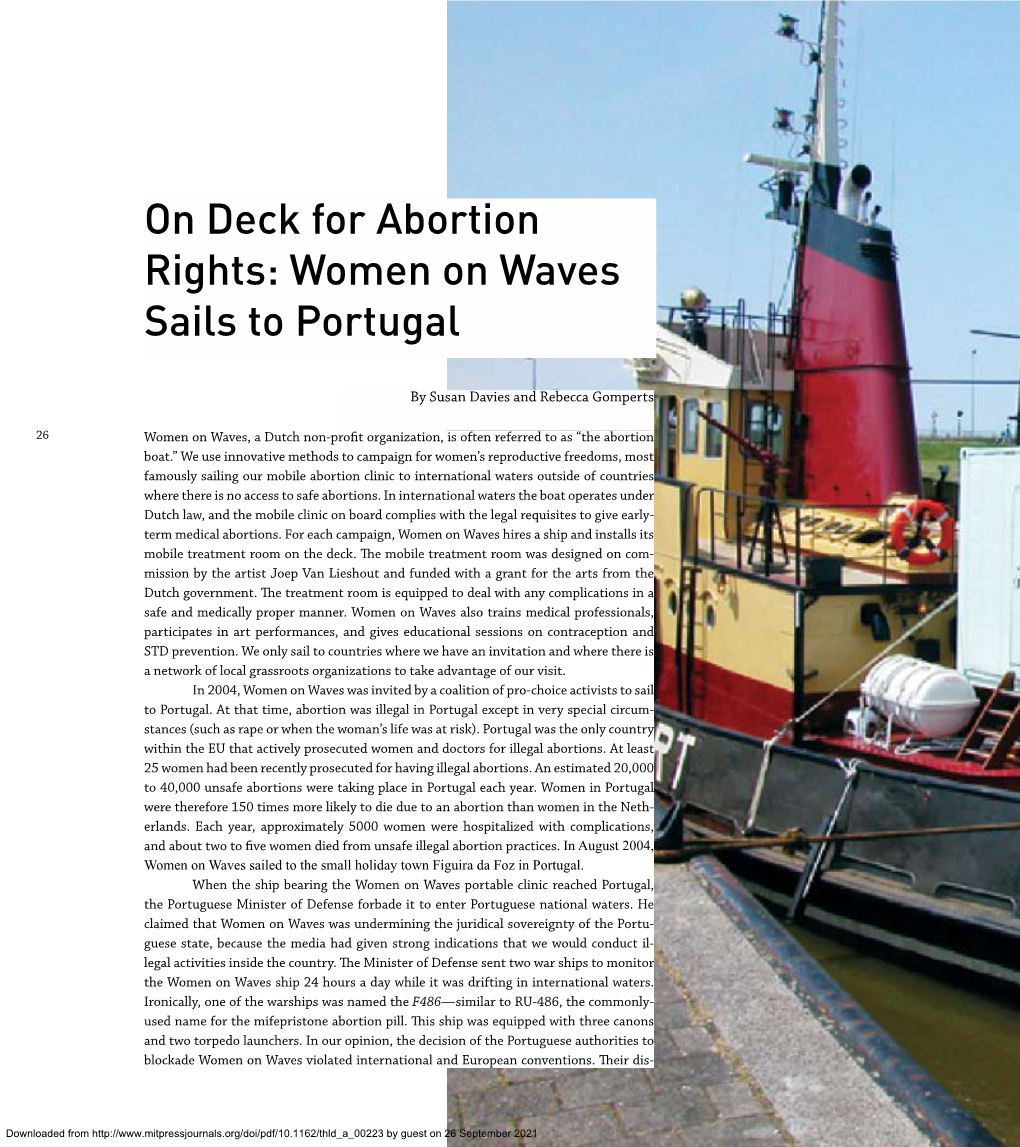 On Deck for Abortion Rights: Women on Waves Sails to Portugal