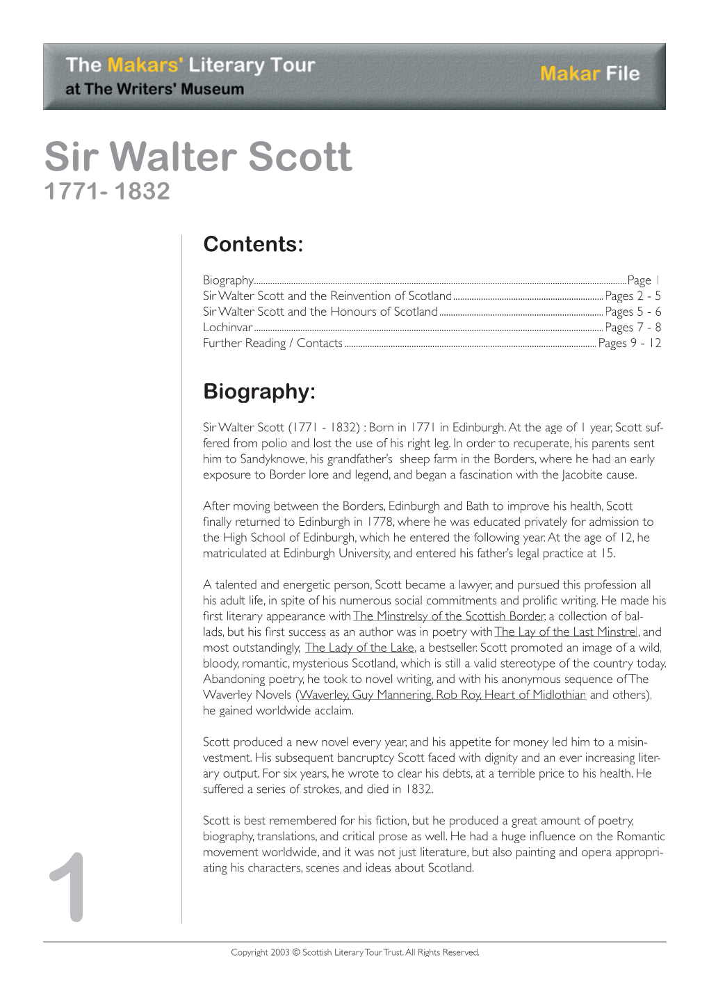 Sir Walter Scott 1771- 1832