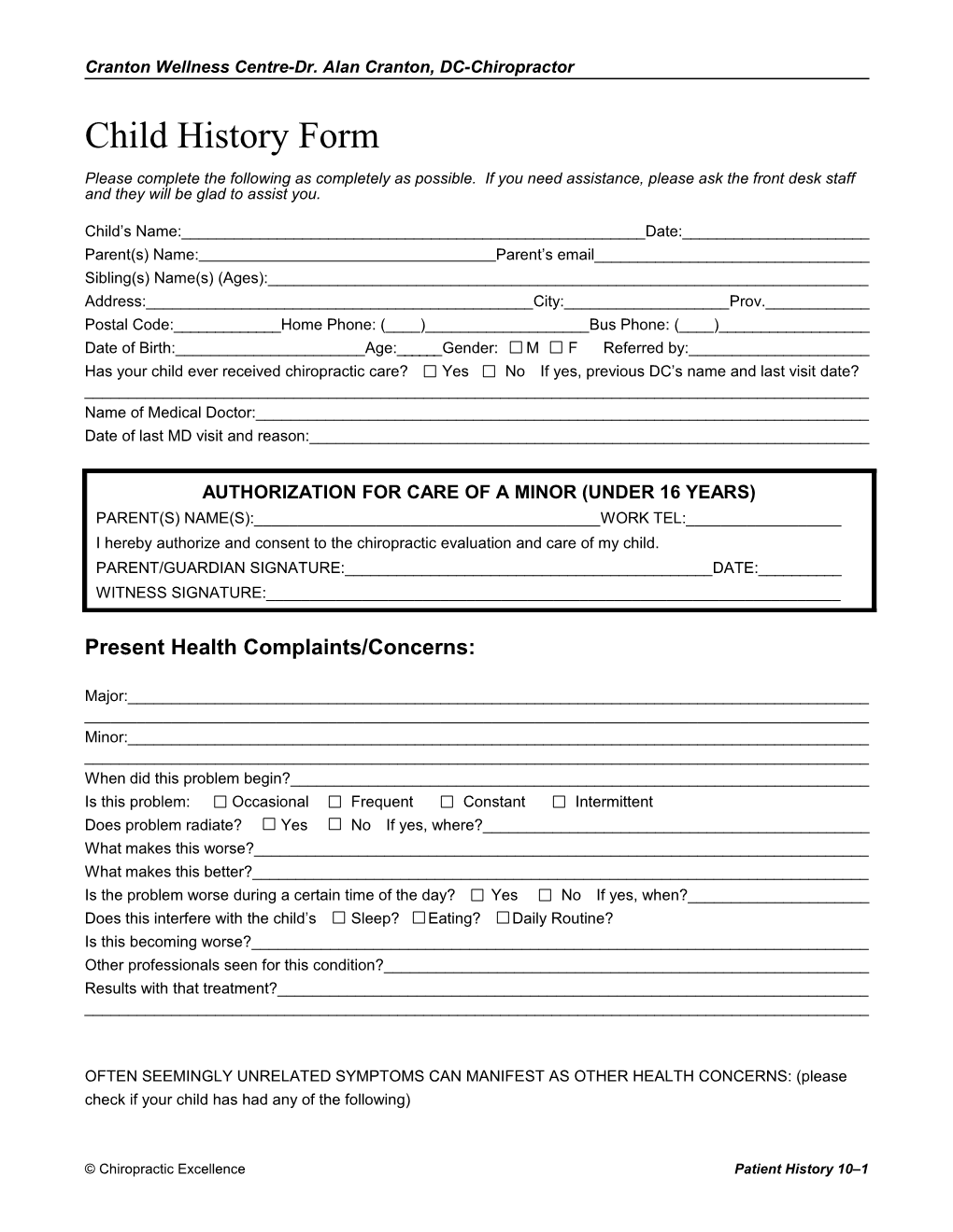 Patient Update Form