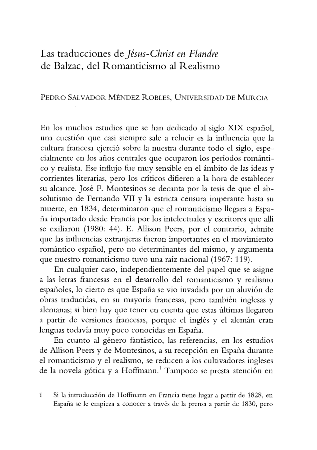 "Jésus-Christ En Flandre" De Balzac, Del Romanticismo Al Realismo