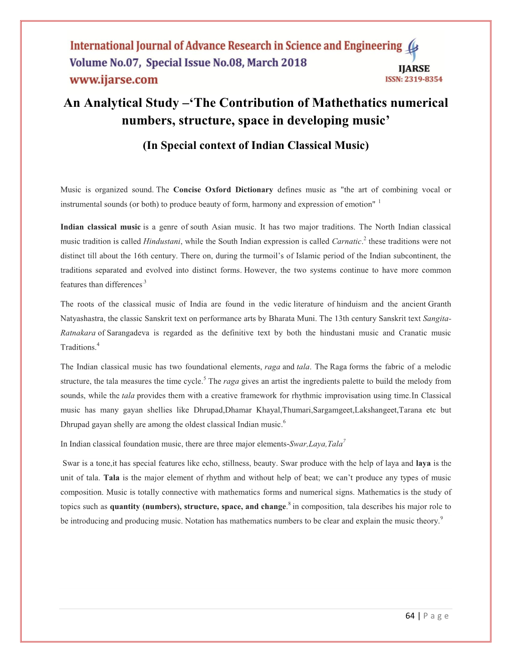 The Contribution of Mathethatics Numerical Numbers, Structure, Space in Developing Music’